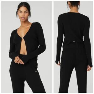 Alo Yoga Women's Salana Cardigan Ribbed knit in black